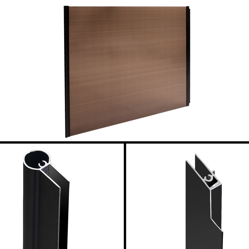 Window Awning Door Canopy 1M X 2M Brown Hollow Sheet Plastic Frame