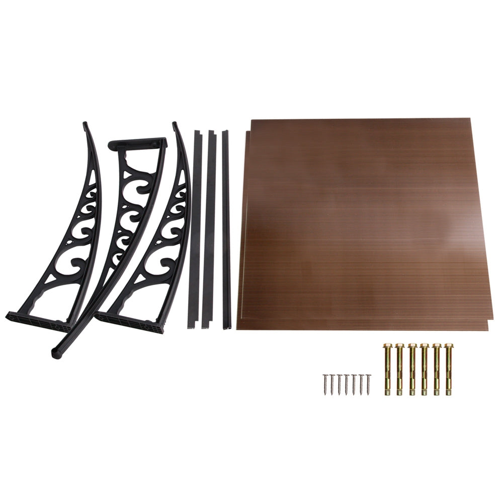 Window Awning Door Canopy 1M X 2M Brown Hollow Sheet Plastic Frame