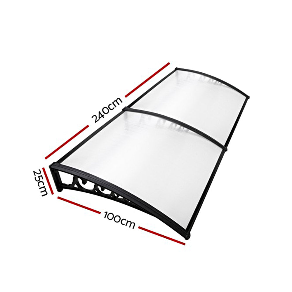 Window Door Awning 1Mx2.4M Transparent Hollow Sheet Plastic Frame
