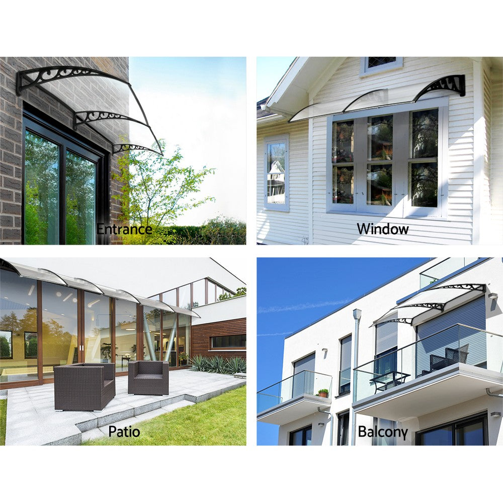 Window Door Awning 1Mx2.4M Transparent Hollow Sheet Plastic Frame