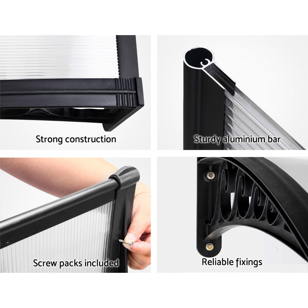 Window Door Awning 1Mx2.4M Transparent Hollow Sheet Plastic Frame