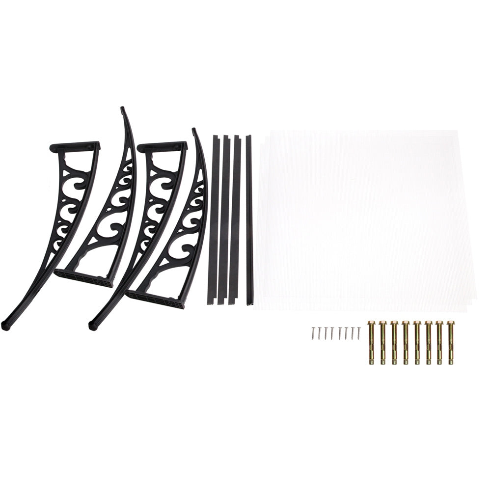 Window Door Awning 1Mx3M Transparent Hollow Sheet Plastic Frame
