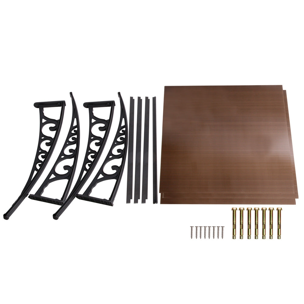 Window Door Awning 1Mx3M Brown Hollow Sheet Plastic Frame
