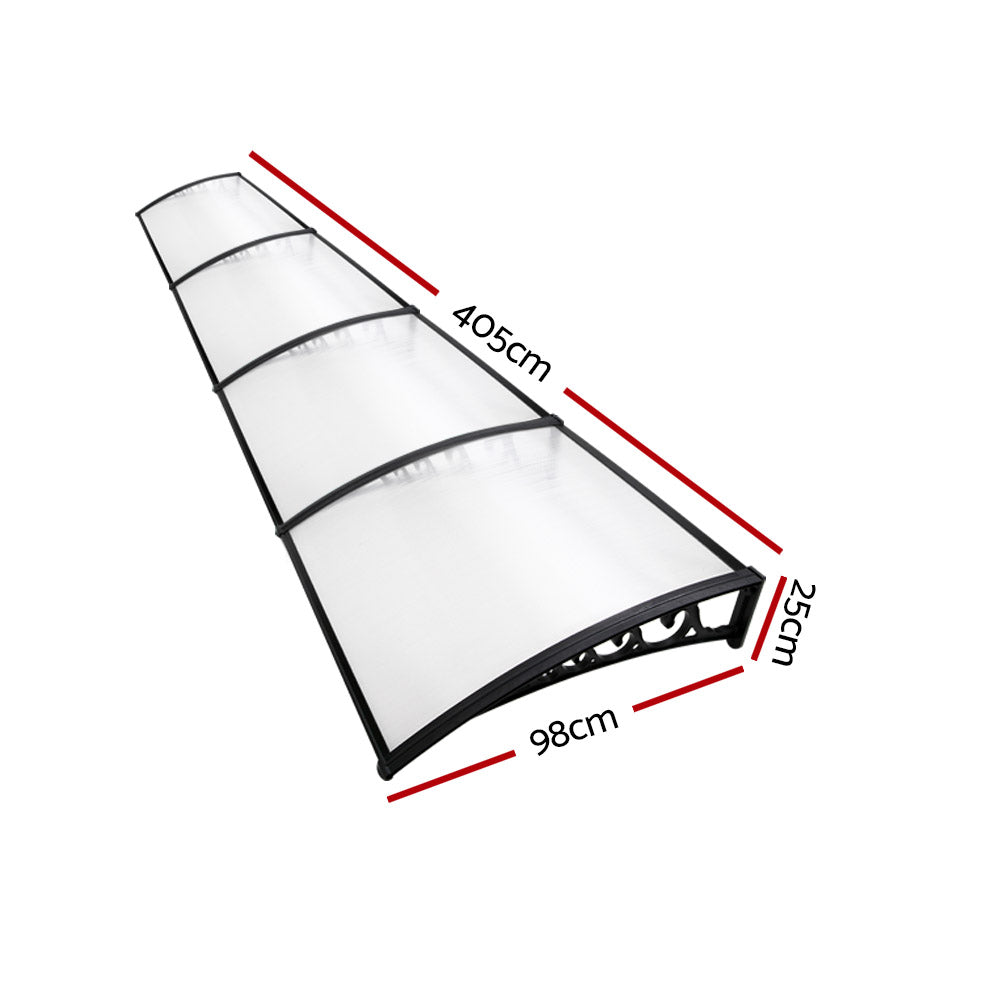 Window Door Awning 1Mx4M Transparent Hollow Sheet Plastic Frame