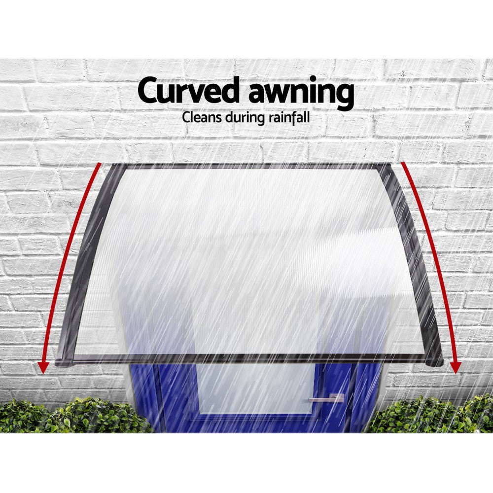 Window Door Awning 1Mx4M Transparent Hollow Sheet Plastic Frame