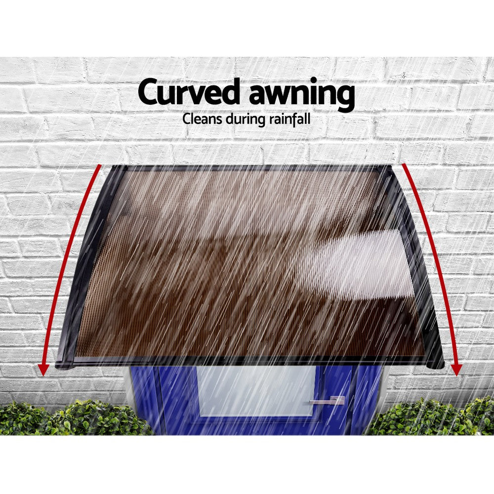 Window and Door Awning 1x4M Brown Hollow Sheet Plastic Frame