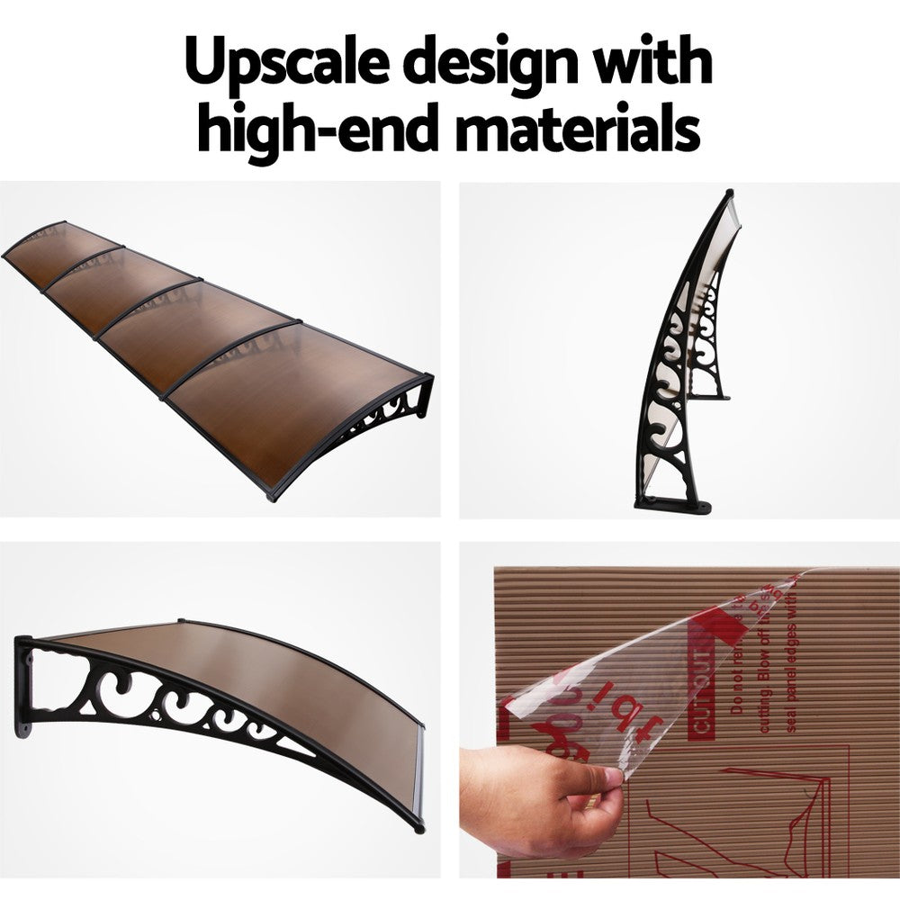 Window and Door Awning 1x4M Brown Hollow Sheet Plastic Frame