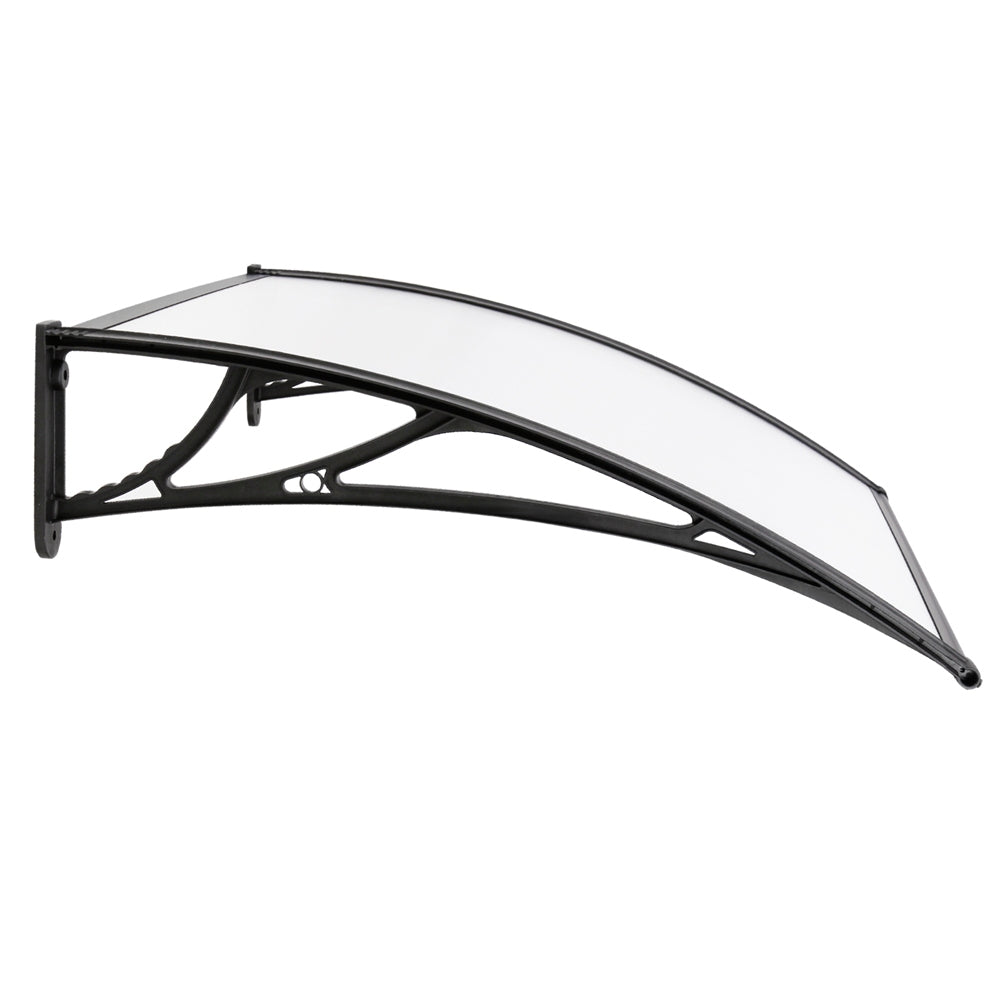 Window Door Awning Canopy 1Mx2M Transparent Sheet Black Plastic Frame
