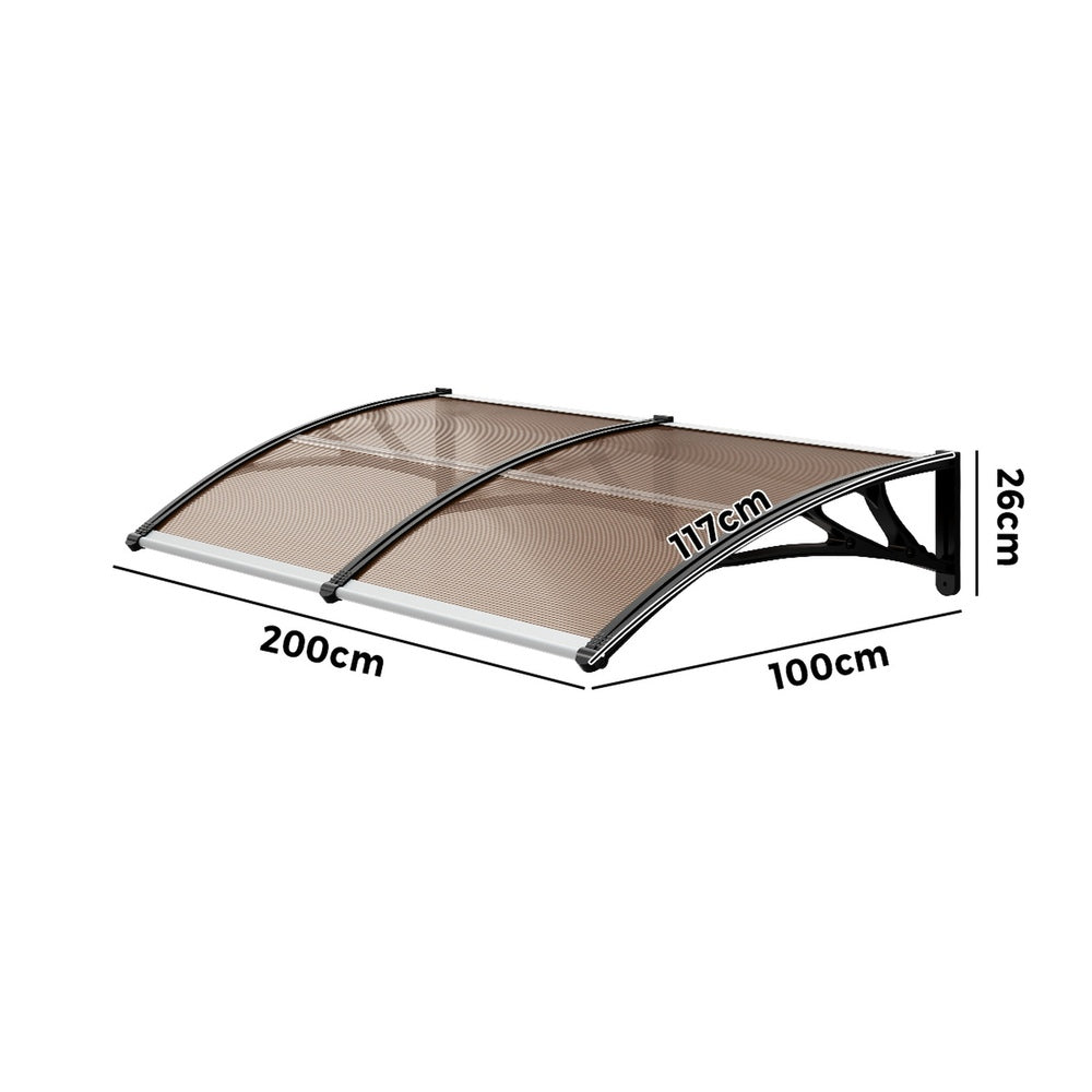 Door Awning Brown Canopy 200x100x26cm