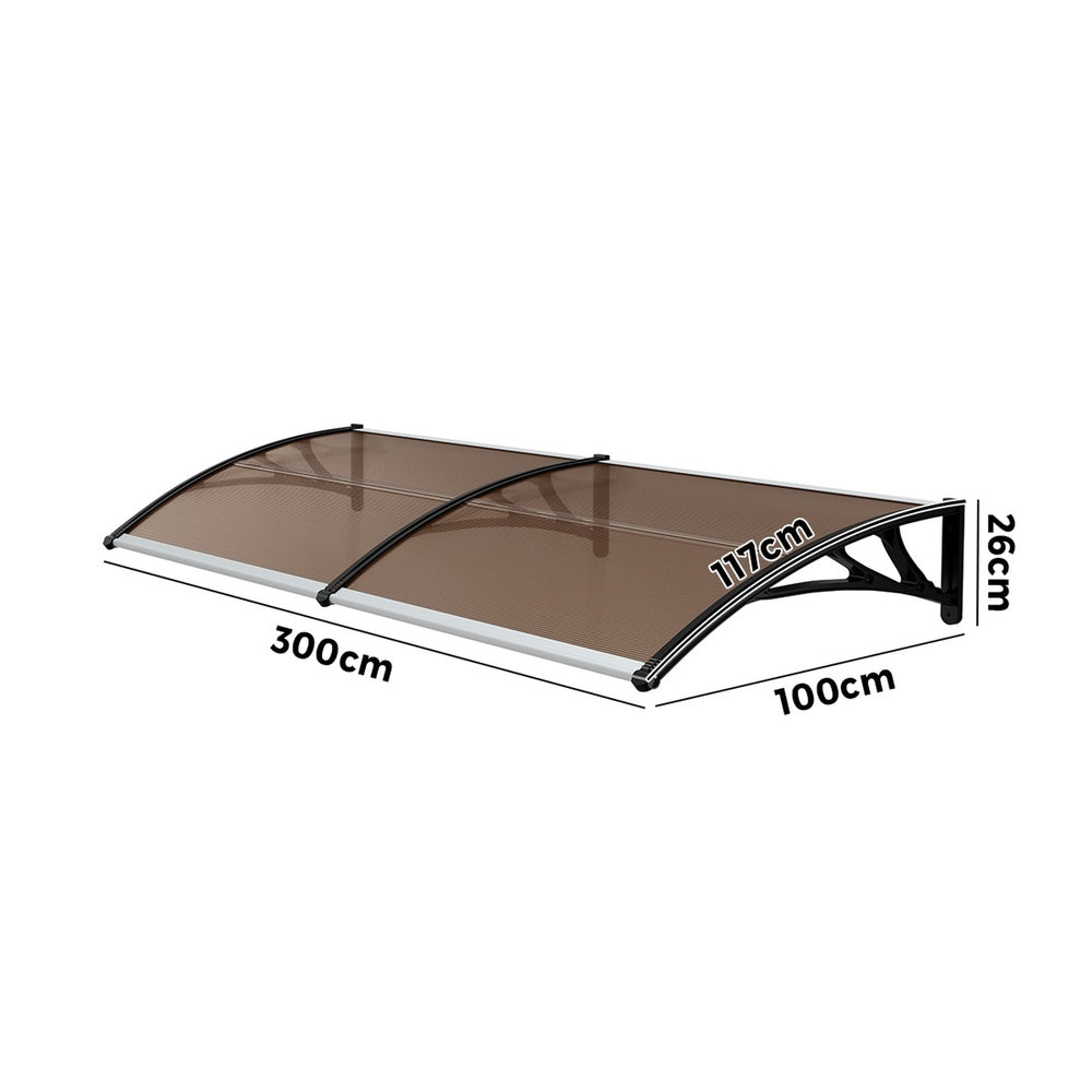 Door Awning Brown Canopy 300x100x26cm