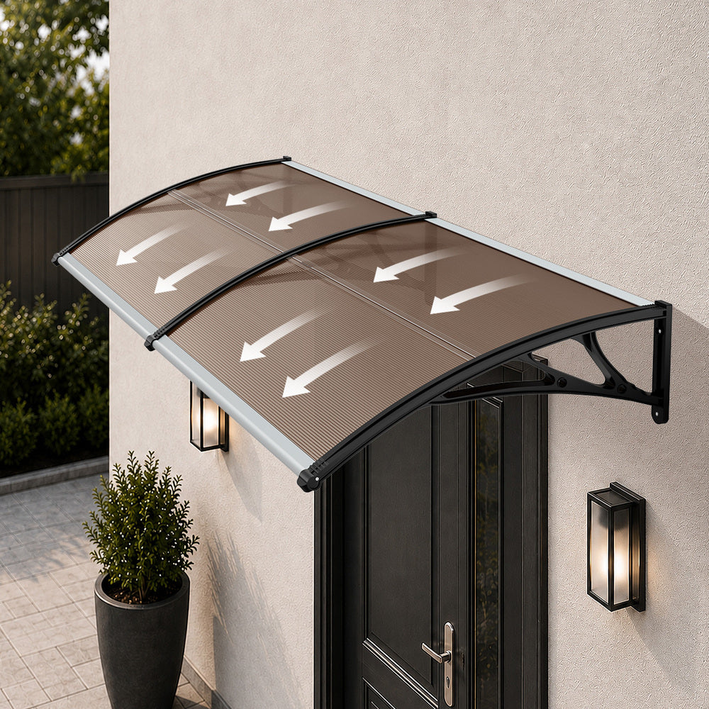 Door Awning Brown Canopy 300x100x26cm