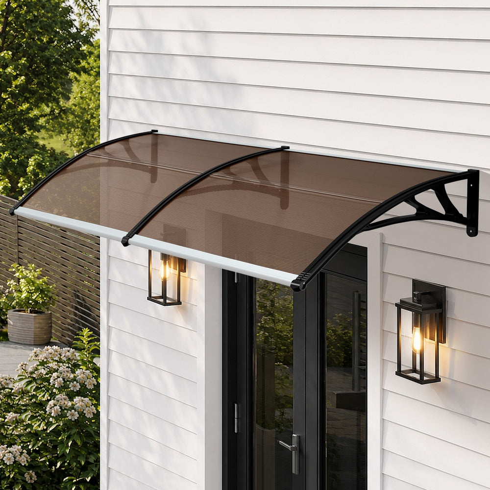 Door Awning Brown Sun Shield 300x117x28cm