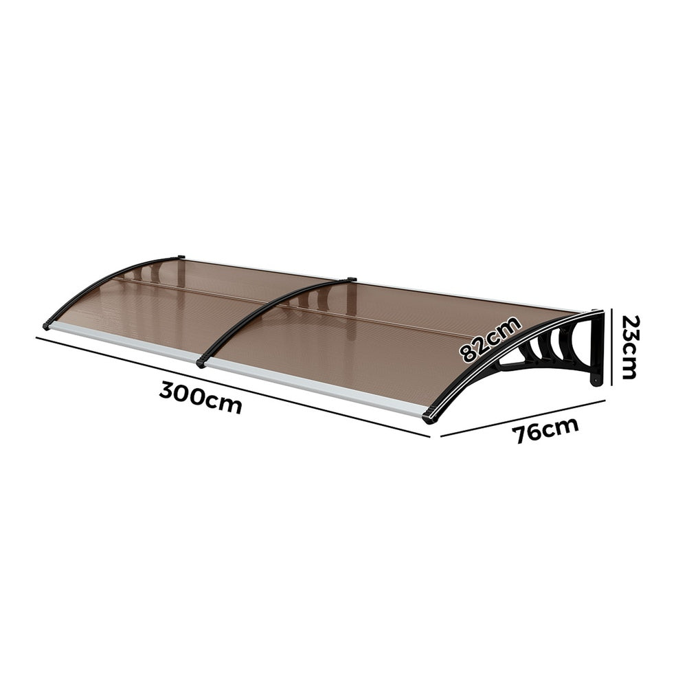 Window Awning Brown Canopy 300x76x23cm
