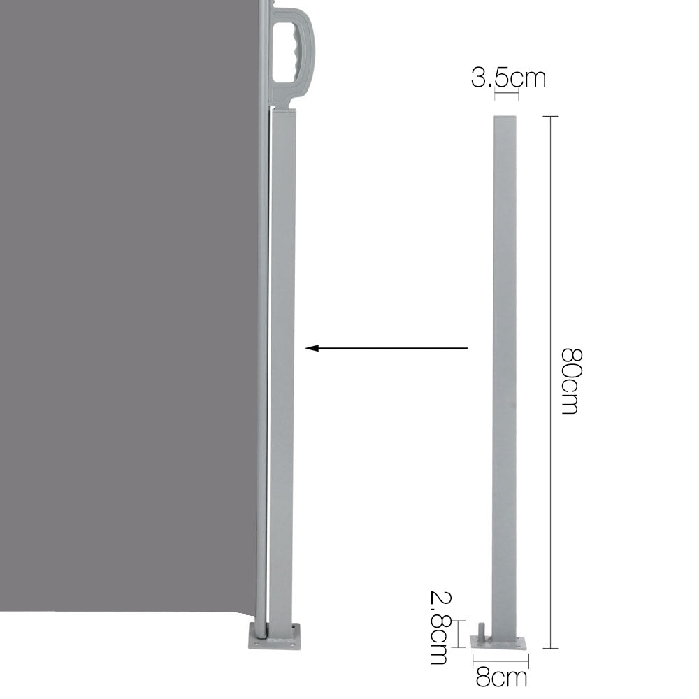 Awnings - Instahut Retractable Side Awning Shade 1.8 x 3m - Grey