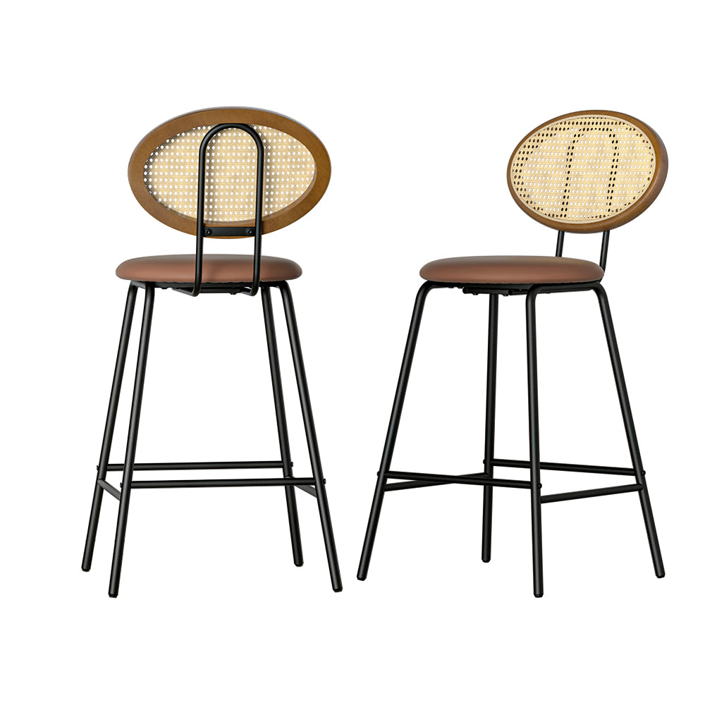 2x Bar Stools PU Leather Stools Brown | Brown colour