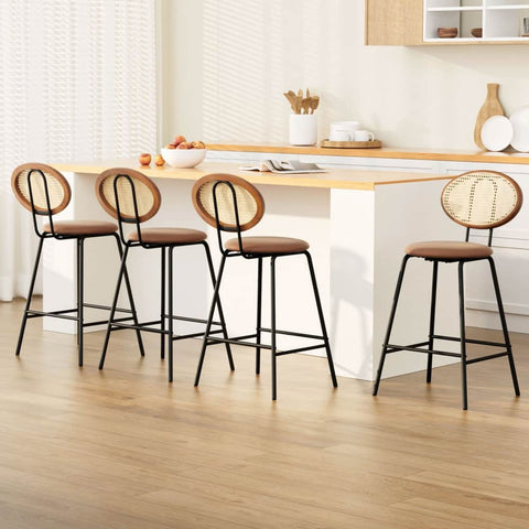 4X Bar Stools Pu Leather Stools Brown