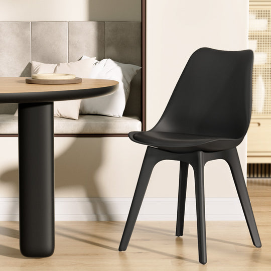 Dining Chairs Set Of 4 Leather Plastic Dsw Replica Black - Artiss Retro Padded Chair