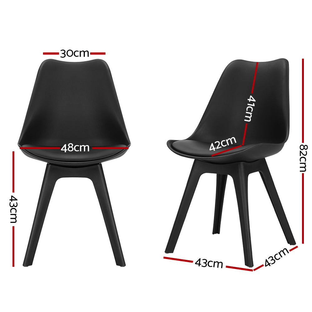 Set of 4 Retro Padded Dining Chair - Black