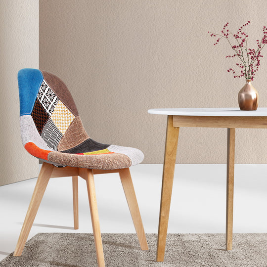 Dining Chairs Set of 2 Fabric Retro Replica DSW - Artiss Beech Chair Multi