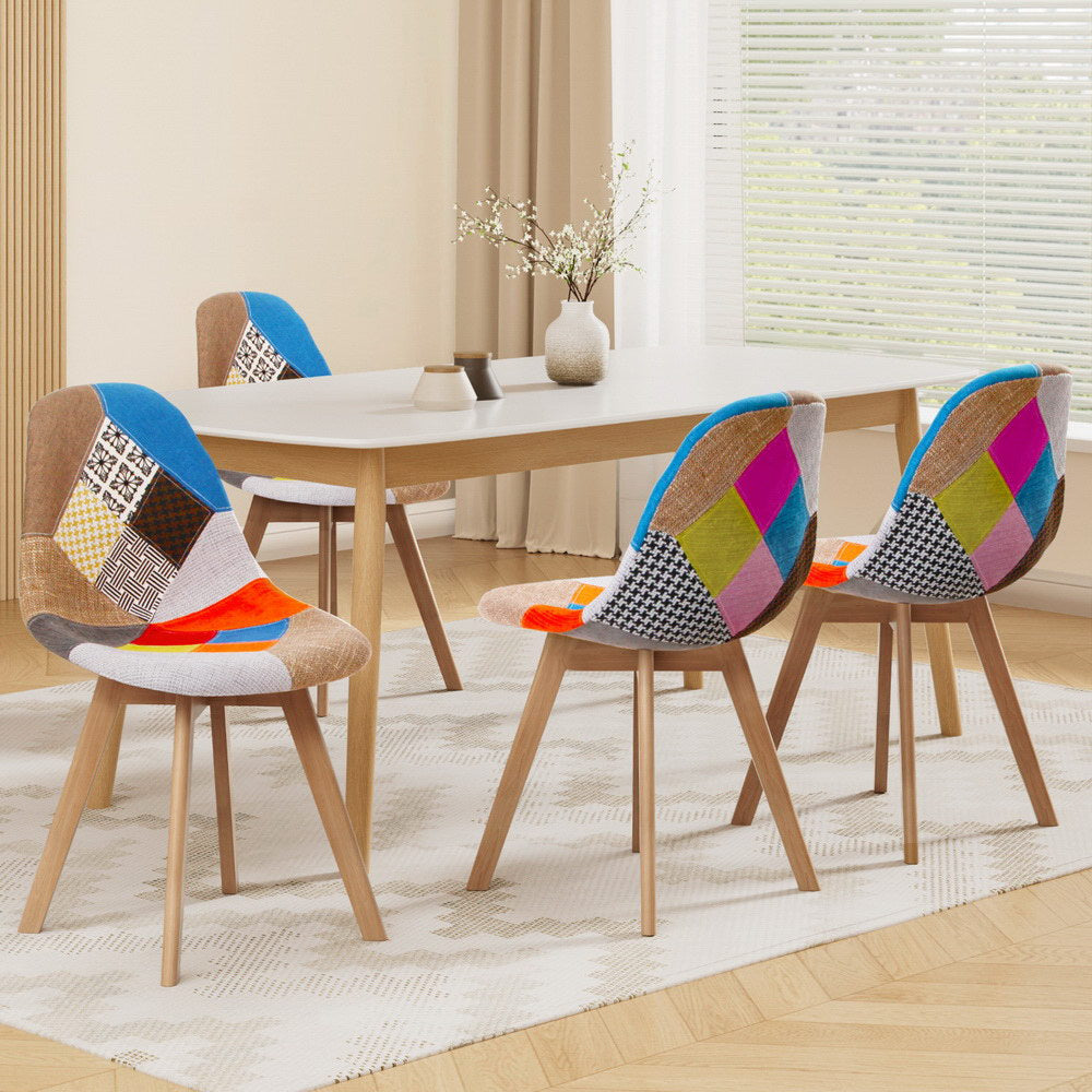 Set of 4 Retro DSW Replica Dining Chairs – Mid-Century Modern Fabric