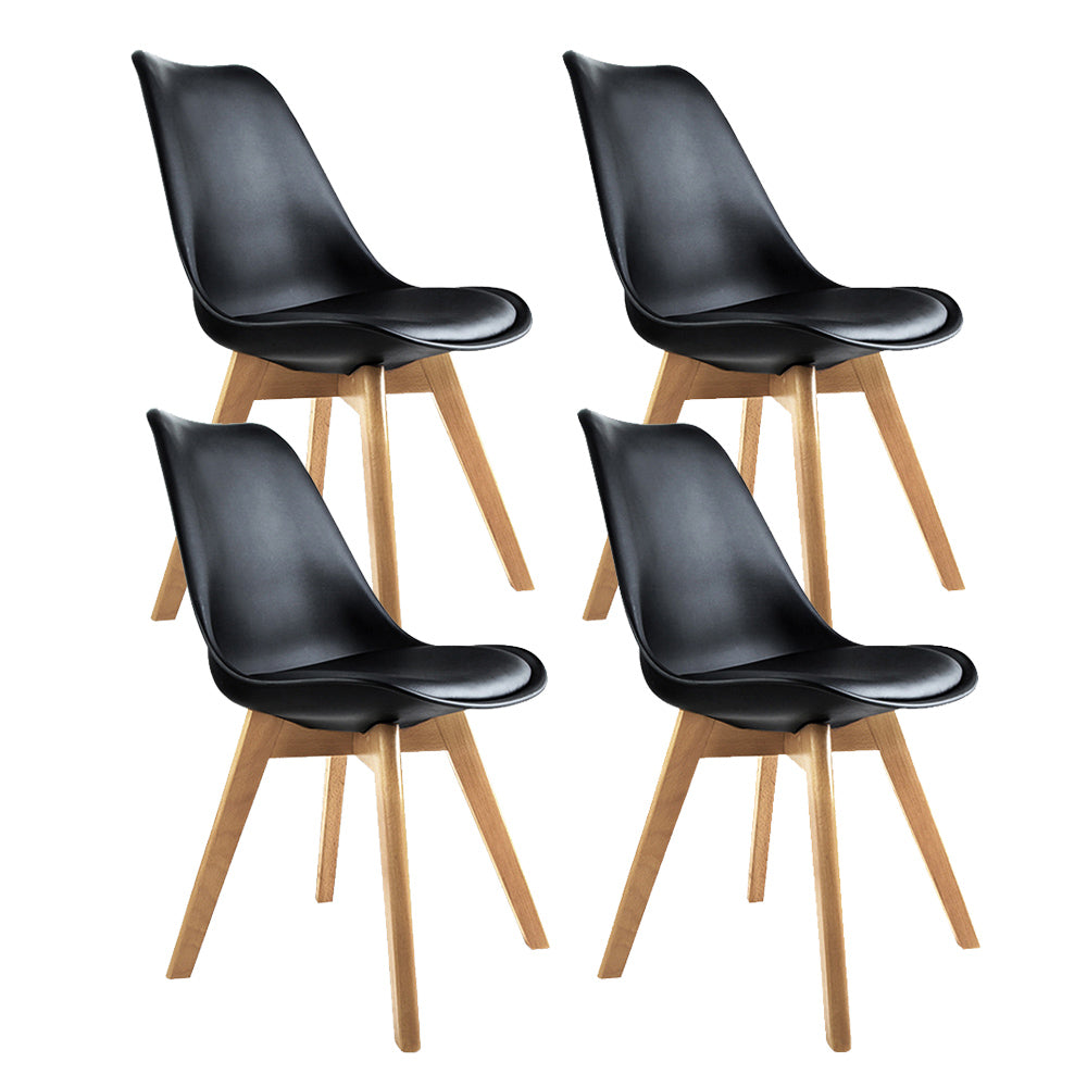 Set of 4 Padded Dining Chair - Black