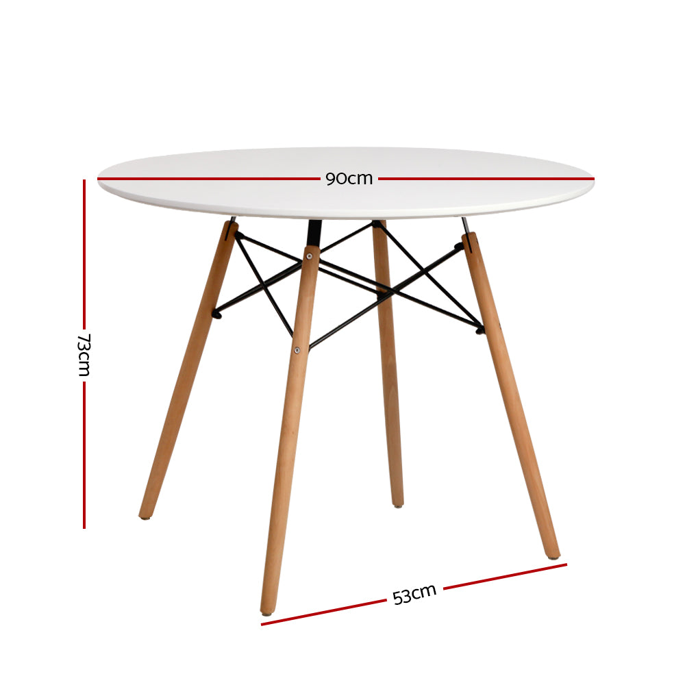 White Round Dining Table 90cm 4 Seater Kitchen Table