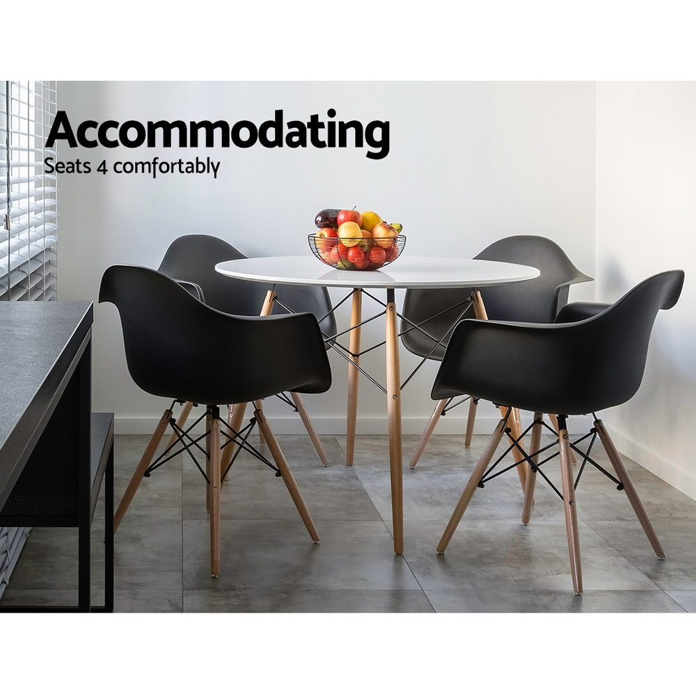 White Round Dining Table 90cm 4 Seater Kitchen Table