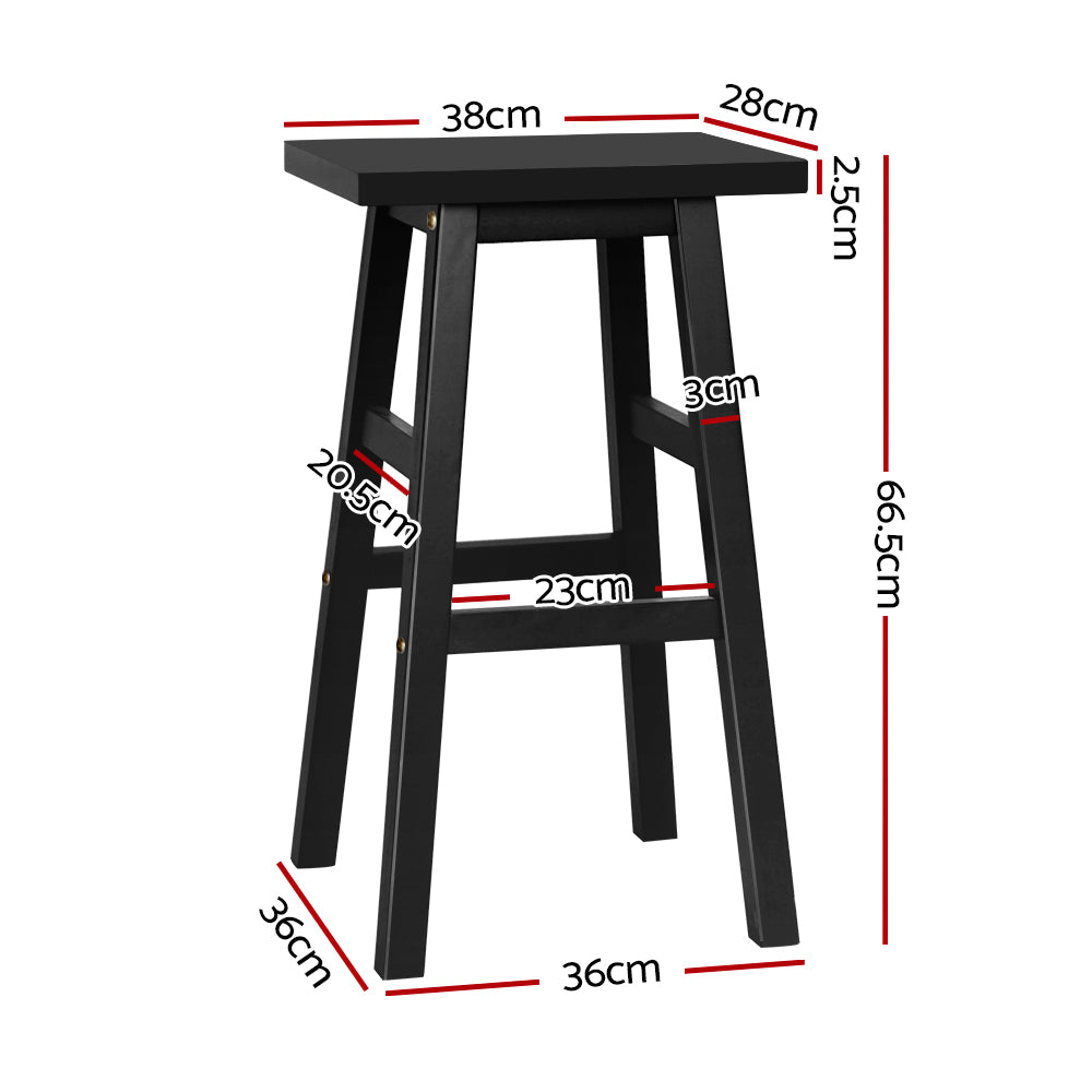 4x Wooden Bar Stools Black Kitchen Counter Chairs Set