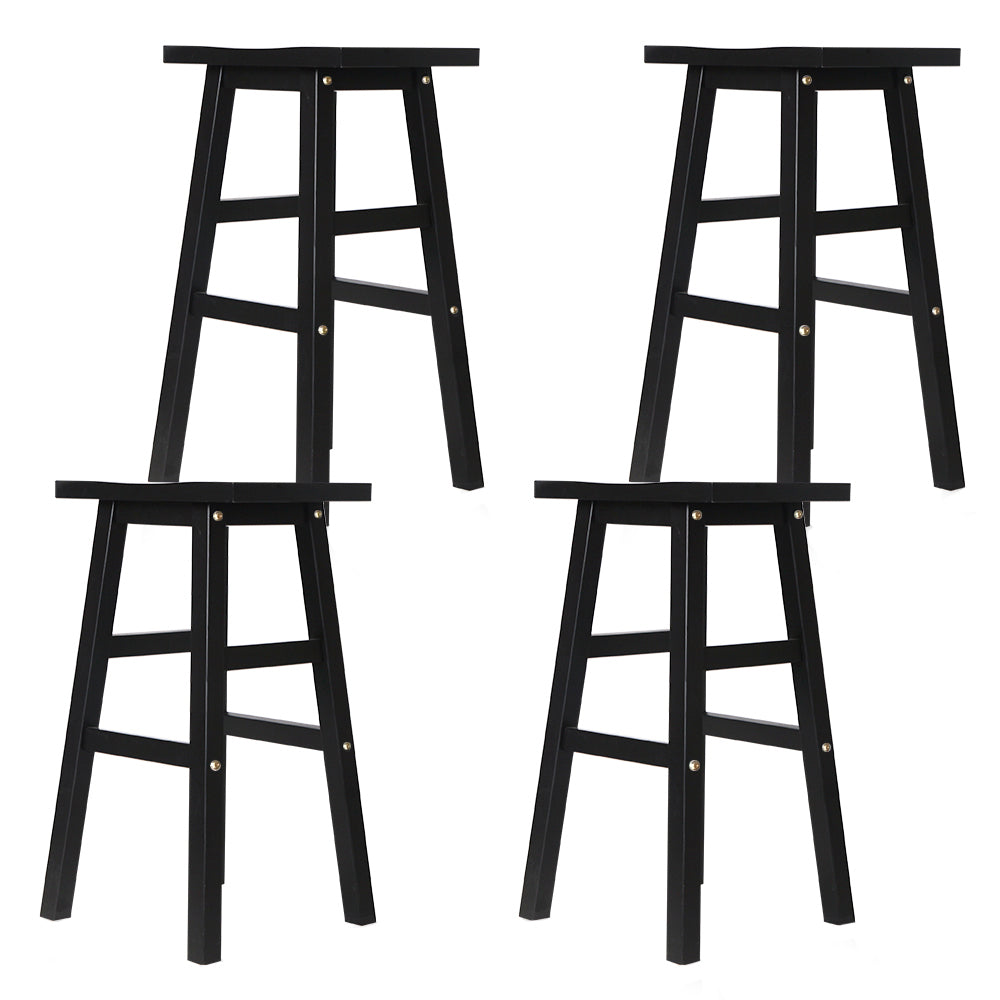 4x Wooden Bar Stools Black Kitchen Counter Chairs Set