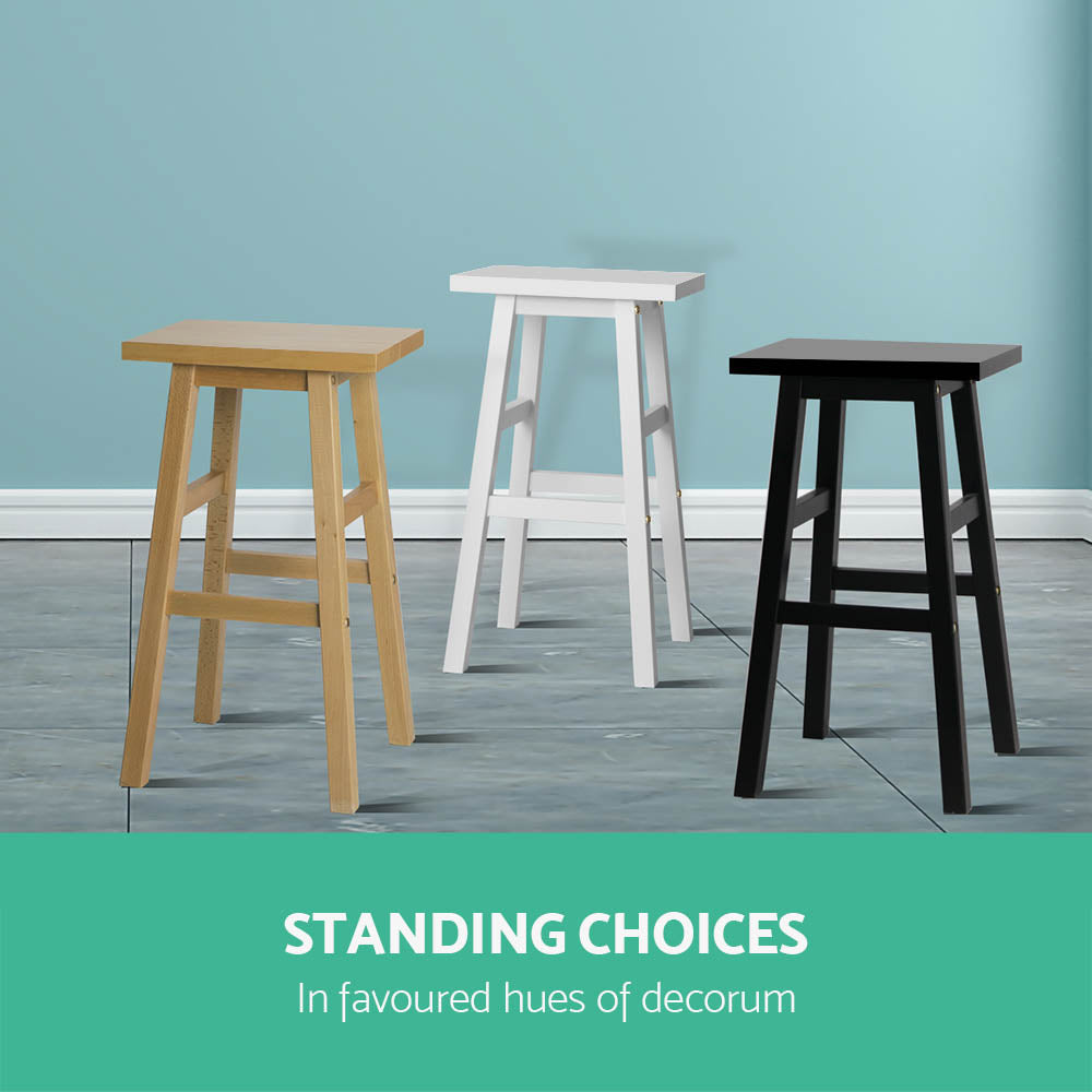 4x Wooden Bar Stools Black Kitchen Counter Chairs Set