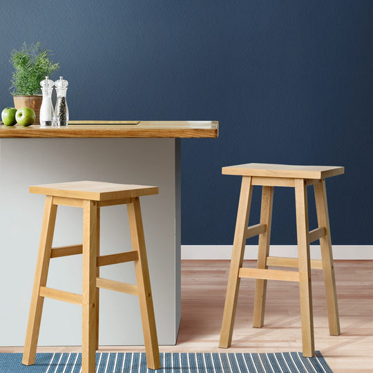 Bar Stools Kitchen Counter Stools Wooden Chairs Natural X2 - Table & Bar Stools
