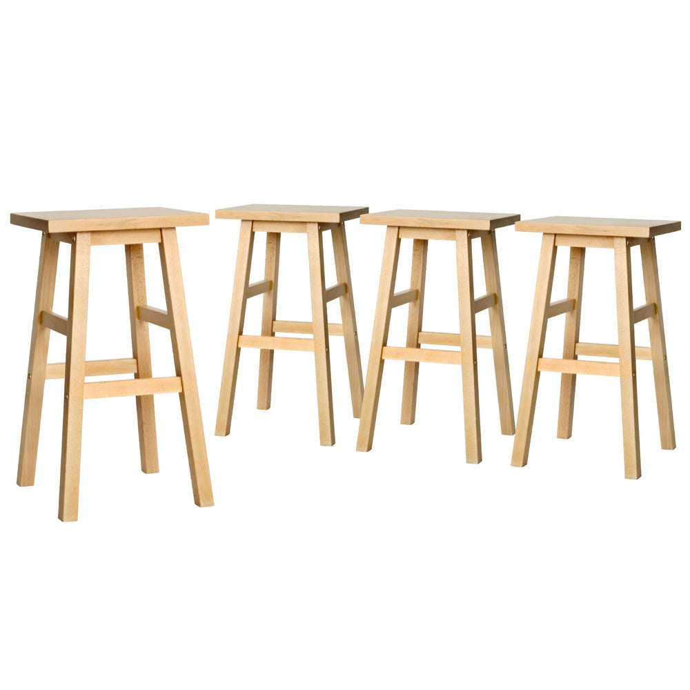 Table & Bar Stools - 4x Bar Stools Kitchen Chairs Wooden Nature Elegant