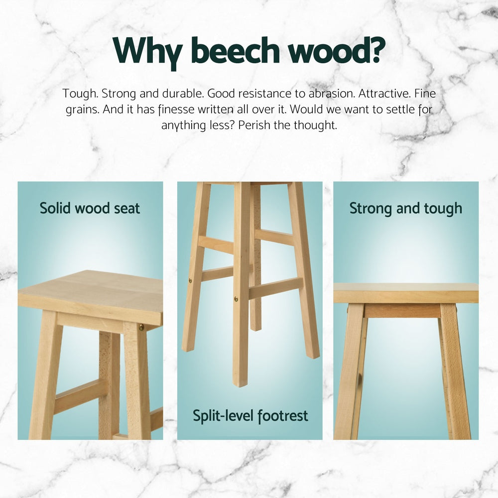 4x Bar Stools Kitchen Chairs Wooden Nature Elegant | Table & Bar Stools