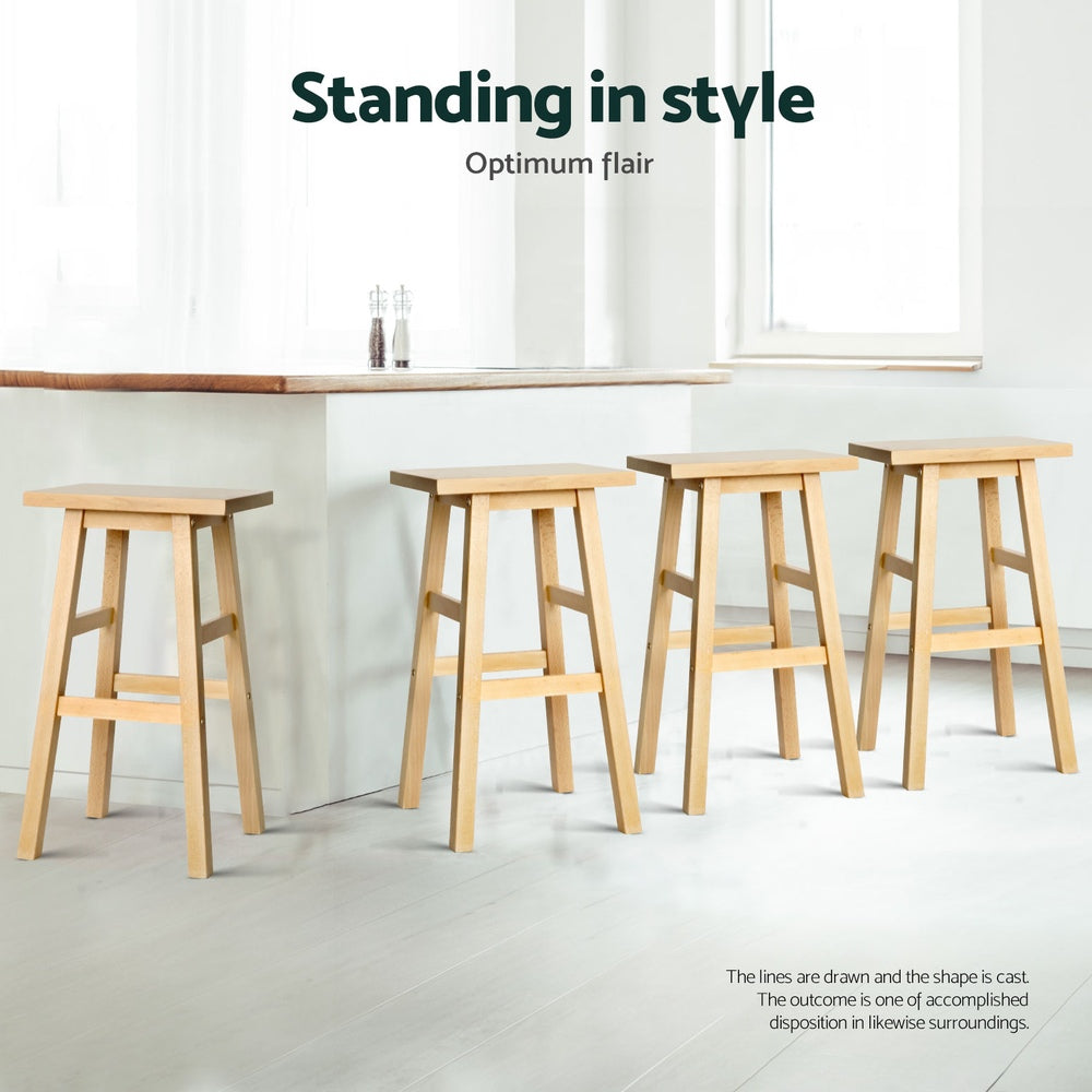 4x Bar Stools Kitchen Chairs Wooden Nature Elegant | Wooden finish