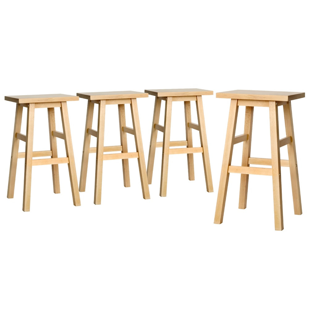 4x Bar Stools Kitchen Chairs Wooden Nature Elegant, Wooden finish