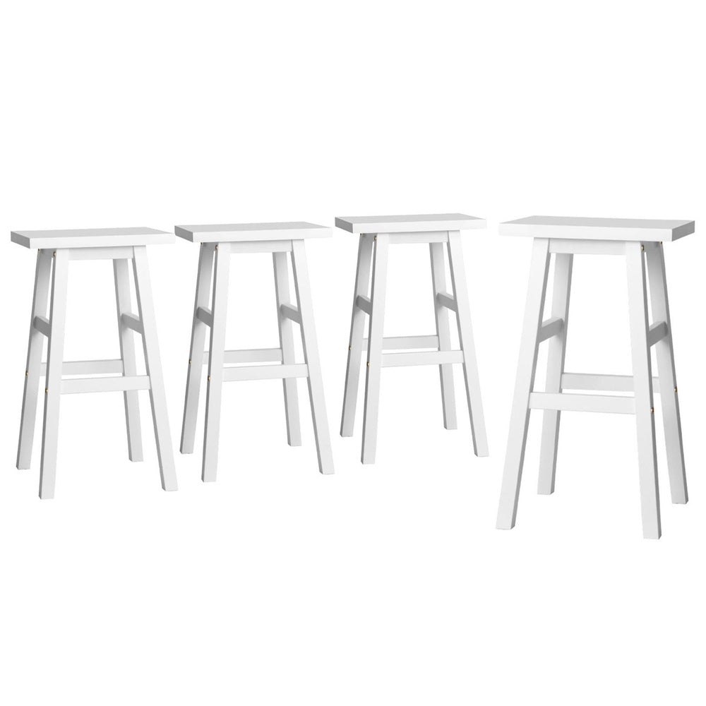 4x Bar Stools Round Chairs Wooden Nature Stylish
