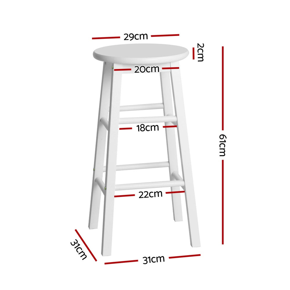 4x Bar Stools Round Chairs Wooden White Stylish | Wooden finish