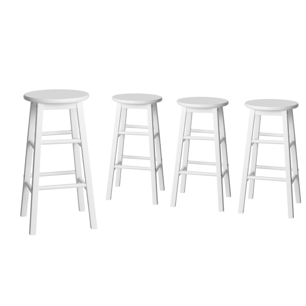 Table & Bar Stools - 4x Bar Stools Round Chairs Wooden White Stylish