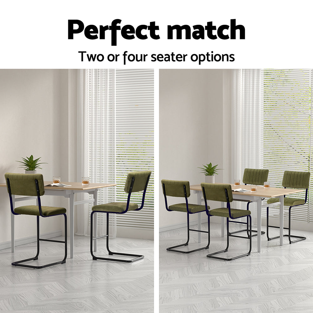 2x Bar Stools Velvet Chairs Green/Grey | Table & Bar Stools