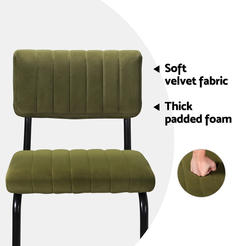 Table & Bar Stools - 4X Bar Stools Velvet Chairs Green/Grey