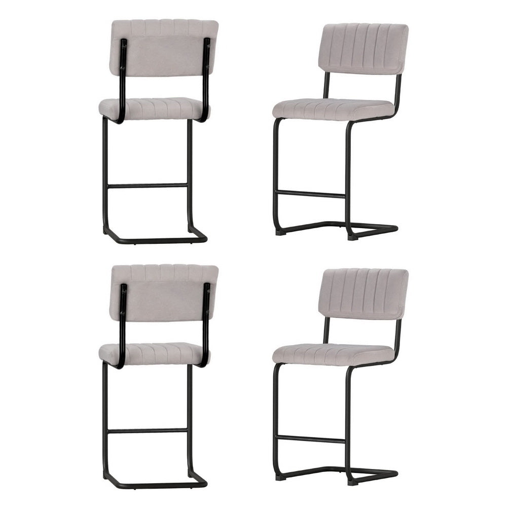 4X Bar Stools Velvet Chairs Green/Grey, Green colour