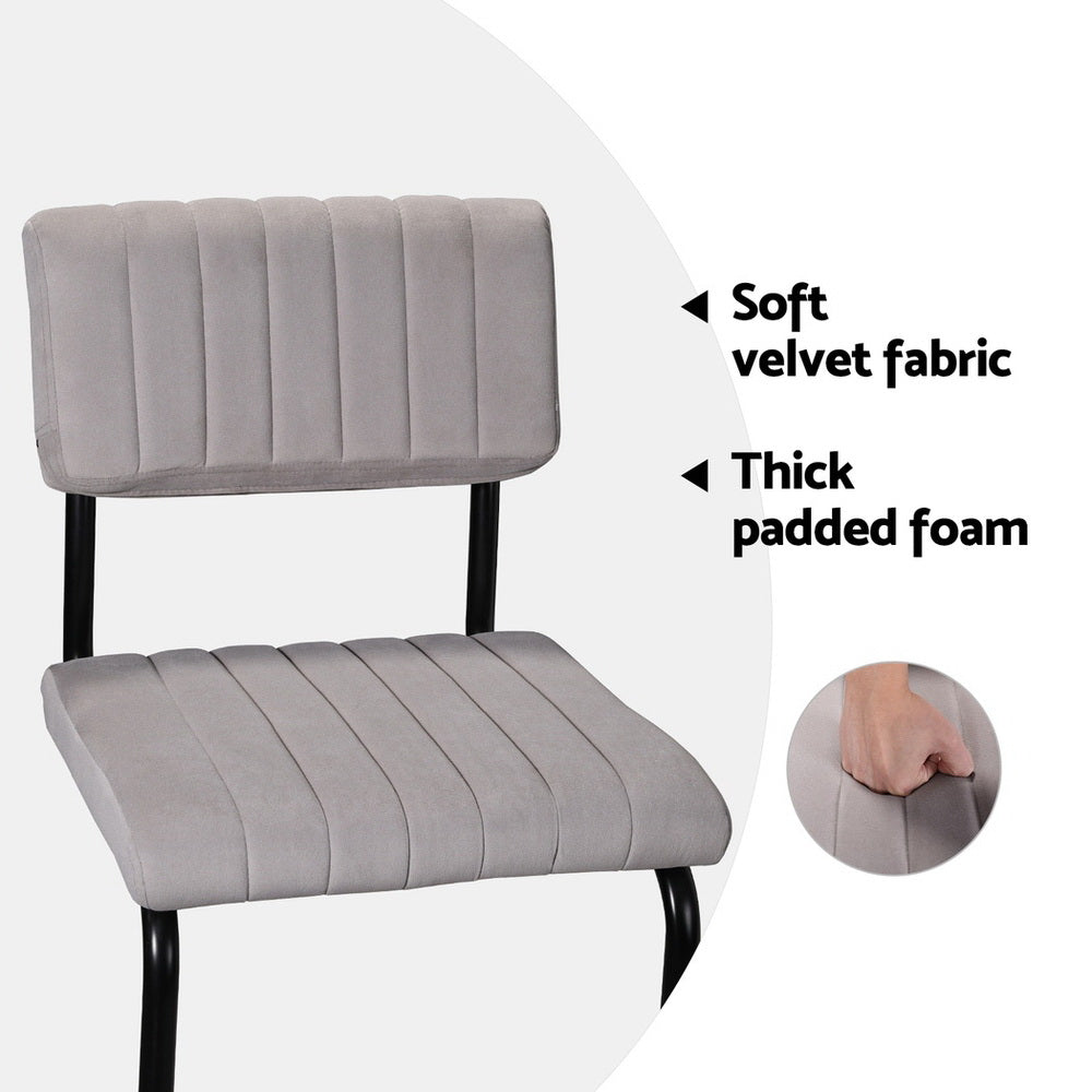 4X Bar Stools Velvet Chairs Green/Grey with Green colour