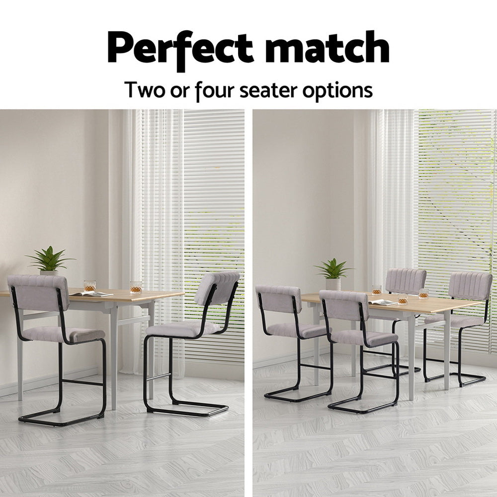 4X Bar Stools Velvet Chairs Green/Grey - Green colour