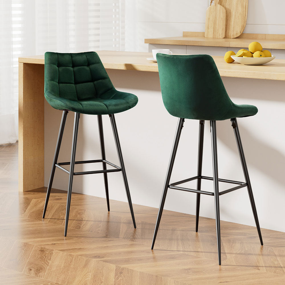 Kitchen Bar Stools Velvet Bar Stool Counter Chairs Metal Barstools Green