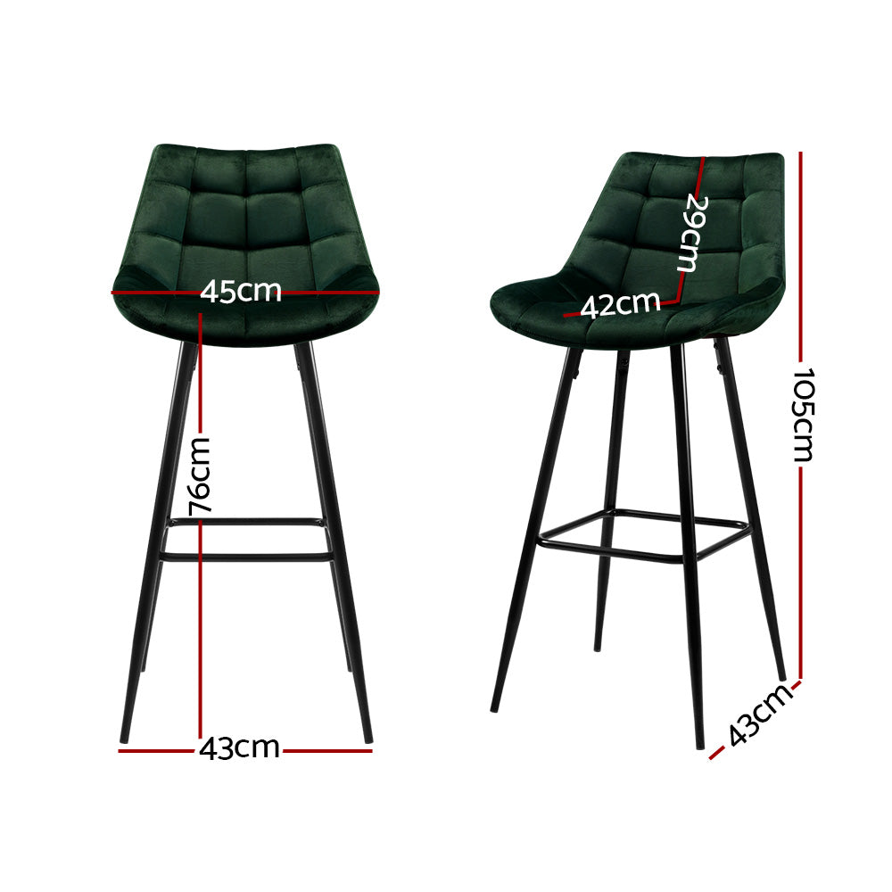 Kitchen Bar Stools Velvet Bar Stool Counter Chairs Metal Barstools Green