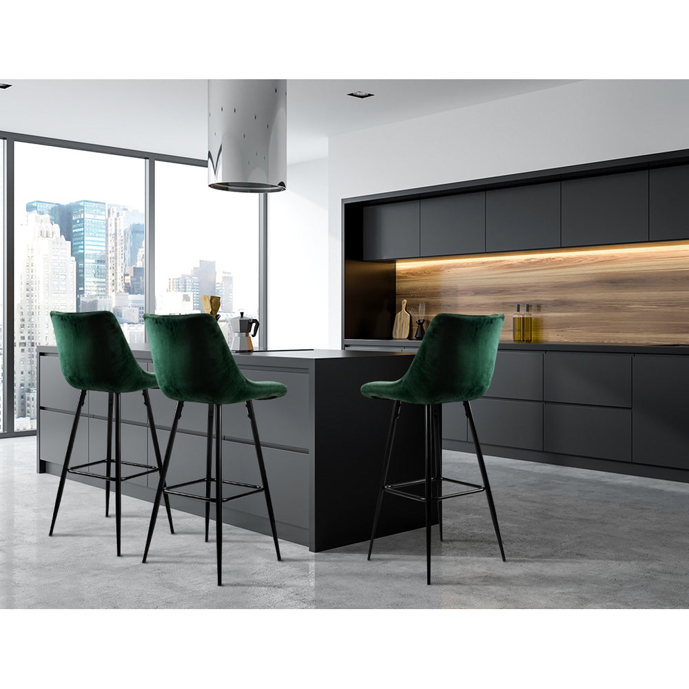 Kitchen Bar Stools Velvet Bar Stool Counter Chairs Metal Barstools Green