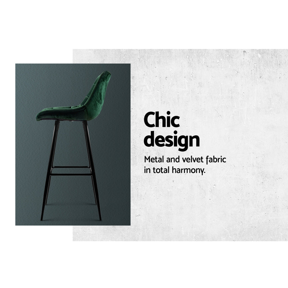 Kitchen Bar Stools Velvet Bar Stool Counter Chairs Metal Barstools Green
