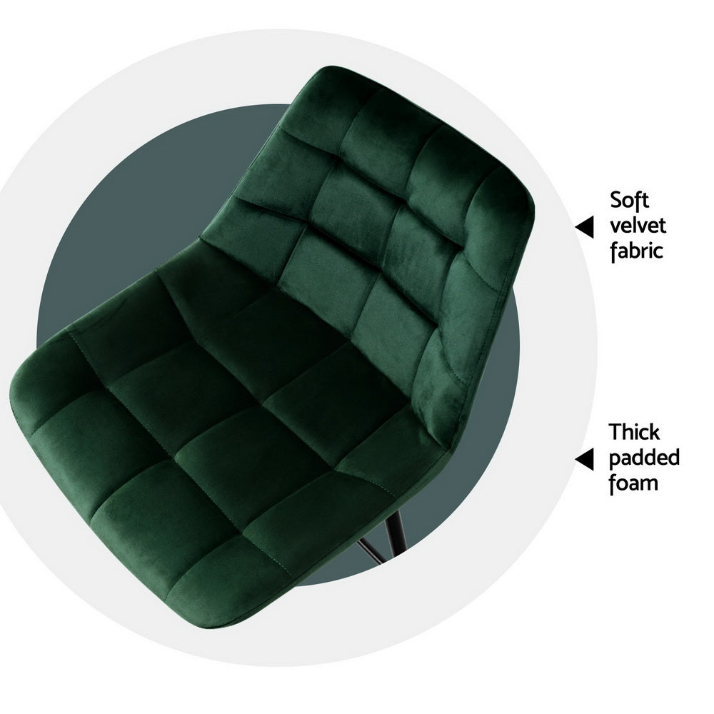 Green colour - Bar Stools Velvet Chairs Green 4Pcs