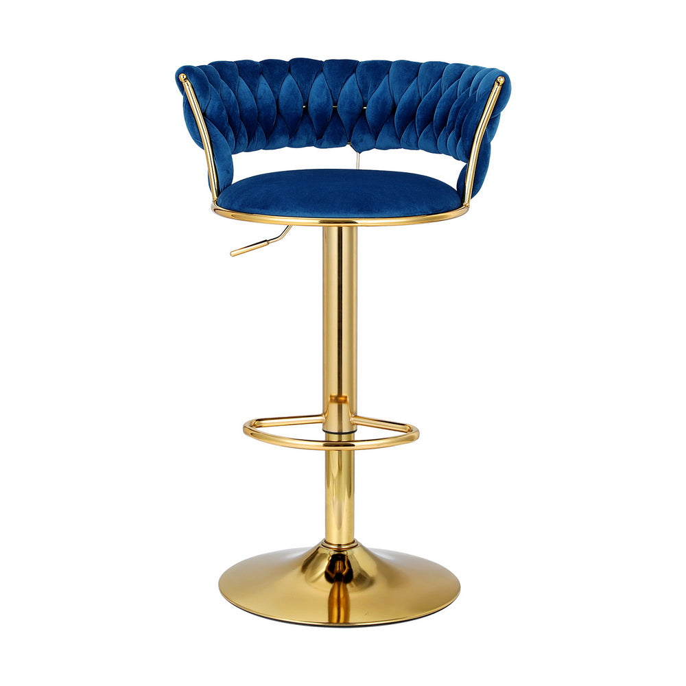 Bar Stools Gas Lift Velvet Woven Backrest Navy | Velvet finish