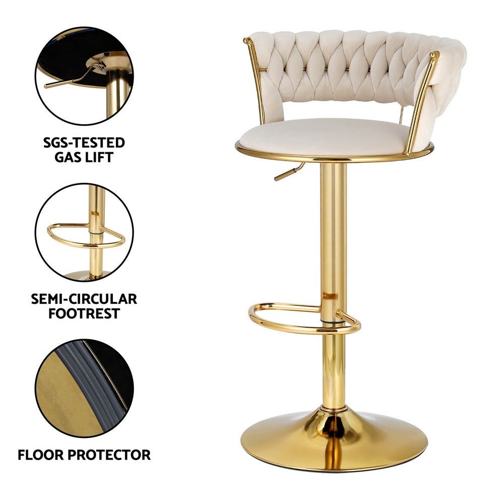 Velvet finish - Bar Stools Gas Lift Velvet Woven Backrest Ivory - photo 12